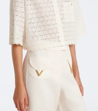 Valentino VLogo broderie anglaise cotton shirt | Thumbnail 5 Valentino VLogo broderie anglaise cotton shirt | Thumbnail 5