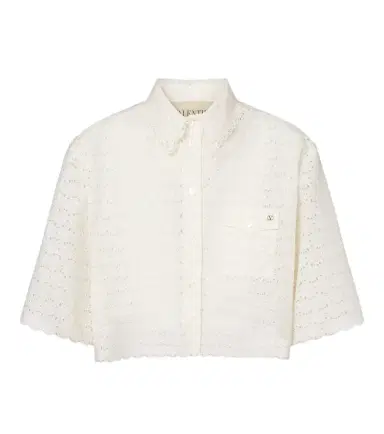 Valentino VLogo broderie anglaise cotton shirt | Thumbnail 1 Valentino VLogo broderie anglaise cotton shirt | Thumbnail 1