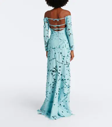 Costarellos Off-shoulder floral guipure lace gown | Thumbnail 3