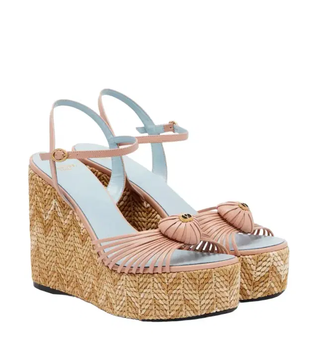 Valentino Garavani Caur Royal leather espadrille wedges