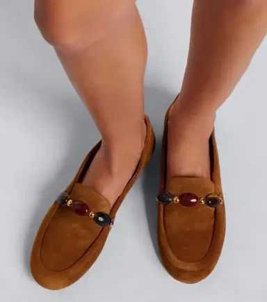 Gianvito Rossi Embellished suede loafers | Thumbnail 5
