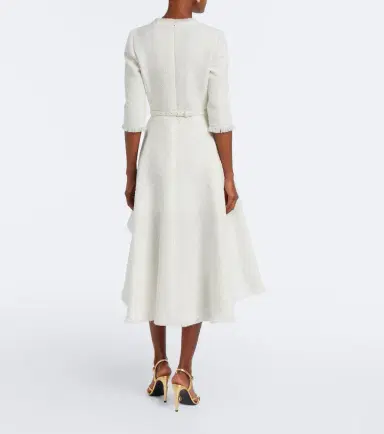 Oscar de la Renta Belted fringed bouclé midi dress | Thumbnail 2