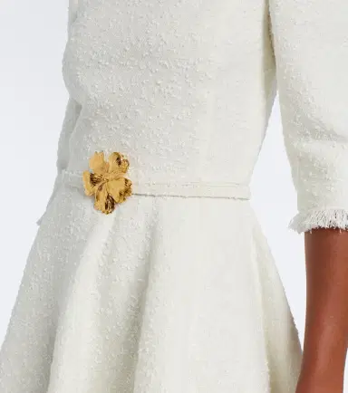 Oscar de la Renta Belted fringed bouclé midi dress | Thumbnail 3
