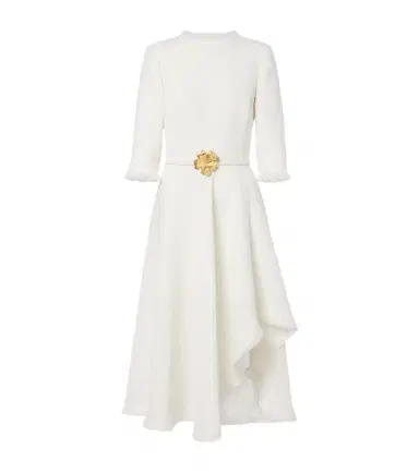 Oscar de la Renta Belted fringed bouclé midi dress | Thumbnail 1