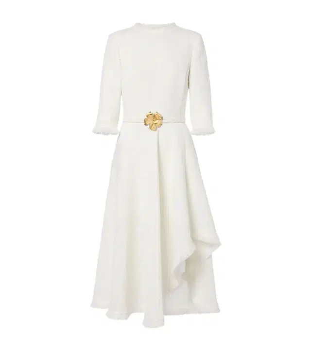 Oscar de la Renta Belted fringed bouclé midi dress