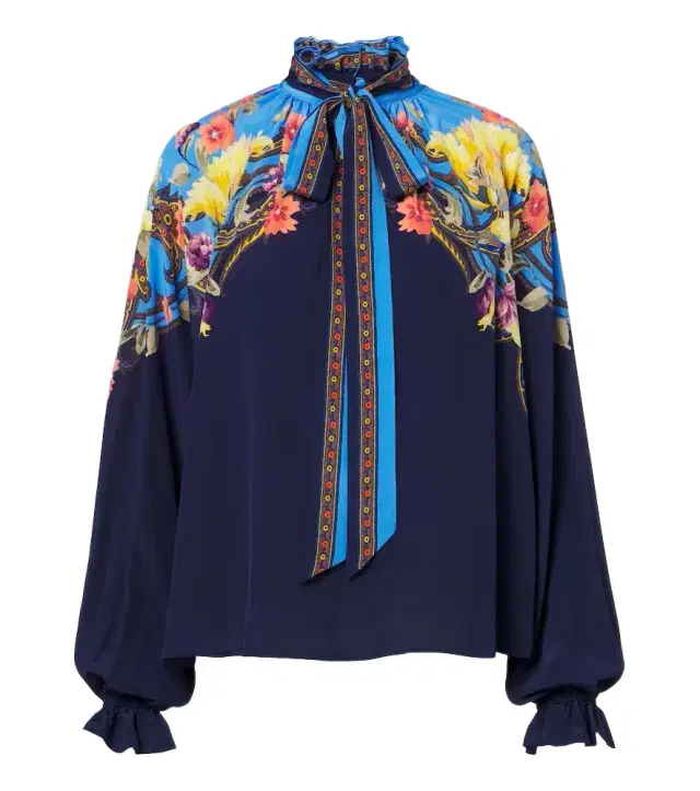 Etro Floral tie-neck silk habotai blouse