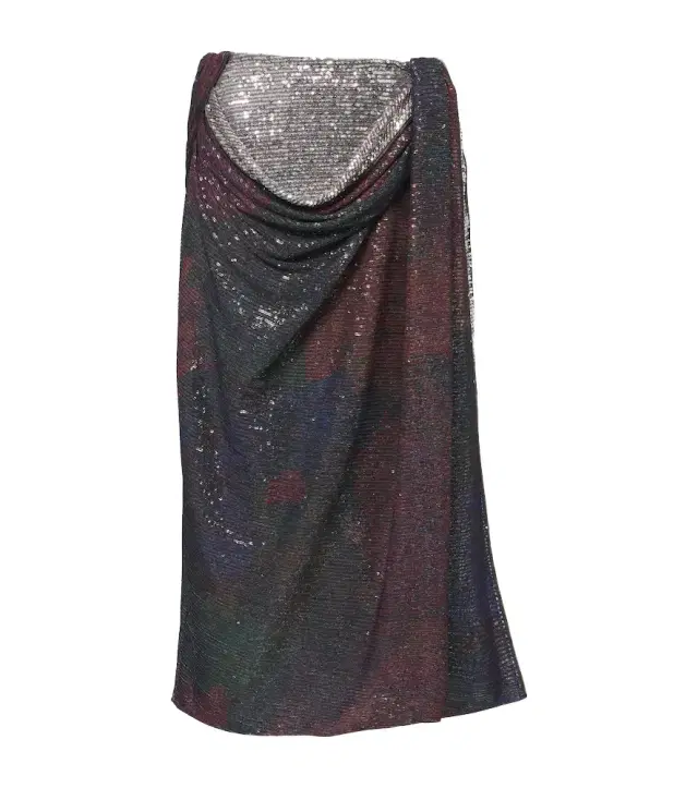 Maison Margiela Draped printed sequined midi skirt