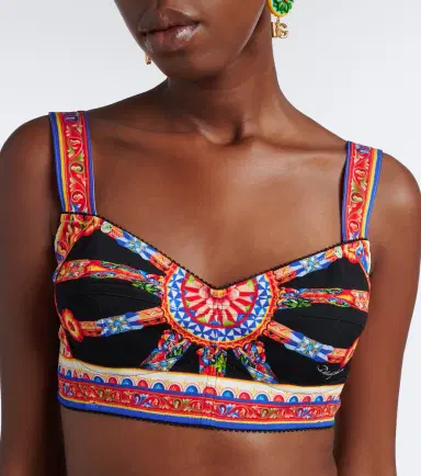 Dolce & Gabbana Carretto silk-blend charmeuse crop top | Thumbnail 2 Dolce & Gabbana Carretto silk-blend charmeuse crop top | Thumbnail 2