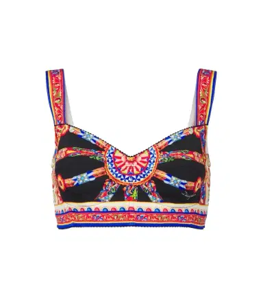 Dolce & Gabbana Carretto silk-blend charmeuse crop top | Thumbnail 1 Dolce & Gabbana Carretto silk-blend charmeuse crop top | Thumbnail 1