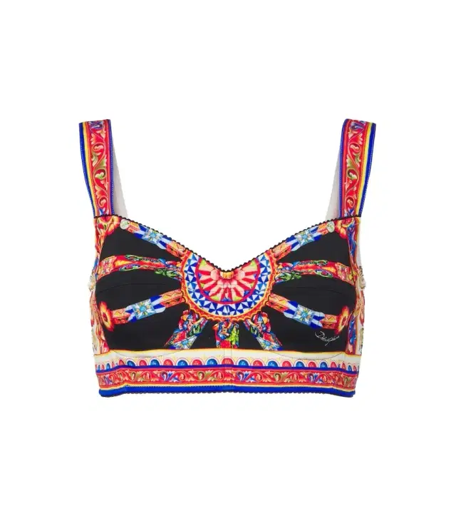 Dolce & Gabbana Carretto silk-blend charmeuse crop top