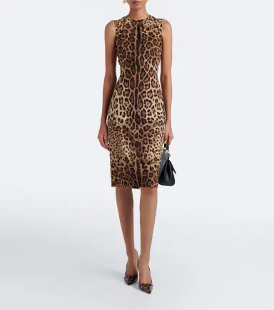 Dolce & Gabbana Leopard-print silk-blend charmeuse midi dress | Thumbnail 3