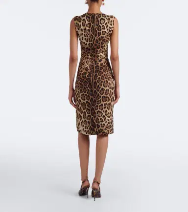 Dolce & Gabbana Leopard-print silk-blend charmeuse midi dress | Thumbnail 4