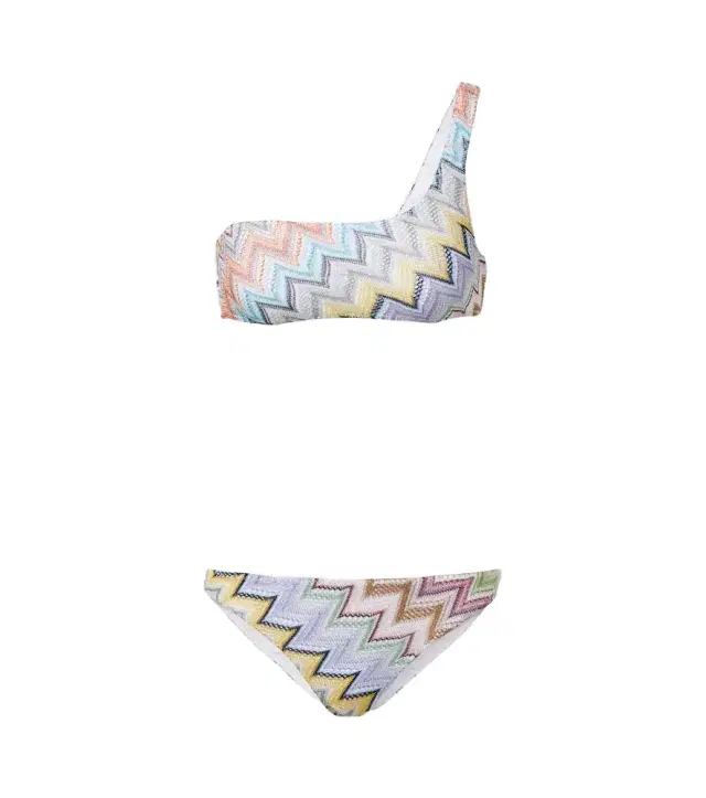 Missoni Zigzag one-shoulder lamé bikini