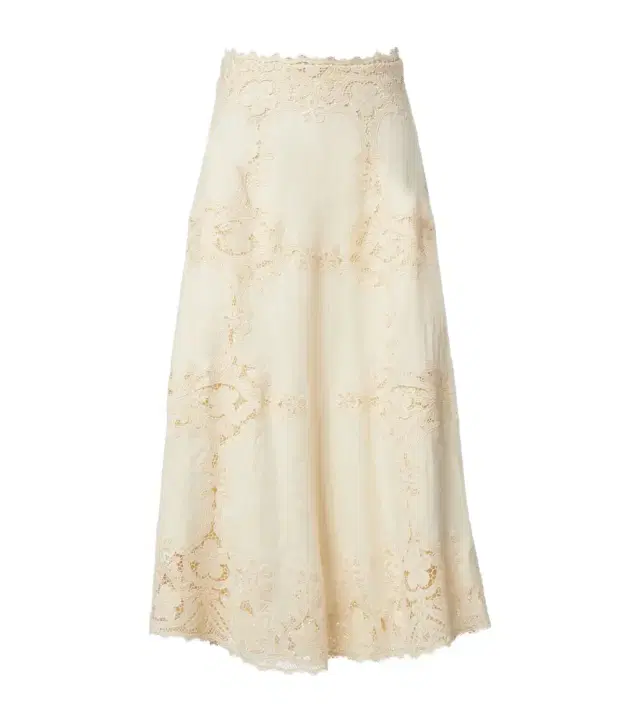 Ulla Johnson Fleur crochet-trimmed linen midi skirt