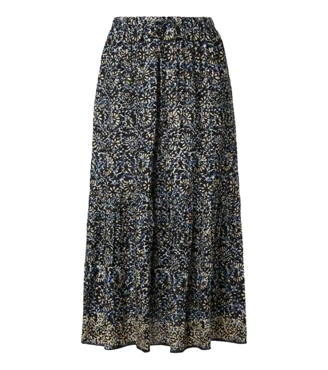 Ulla Johnson Olina printed tiered cotton-blend midi skirt