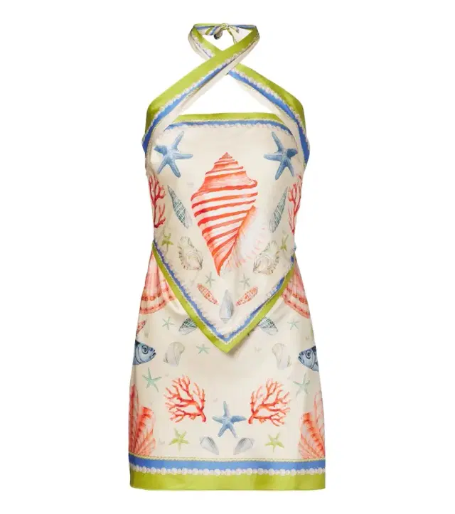 Retrofete Retrofête Cable printed silk-blend halterneck dress