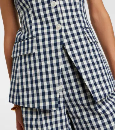Veronica Beard Lois gingham cotton vest | Thumbnail 3 Veronica Beard Lois gingham cotton vest | Thumbnail 3