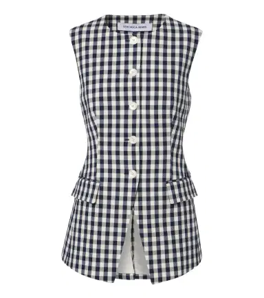 Veronica Beard Lois gingham cotton vest | Thumbnail 1 Veronica Beard Lois gingham cotton vest | Thumbnail 1