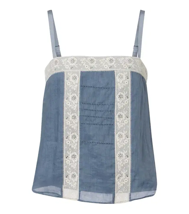 Veronica Beard Olivana lace-trimmed ramie top