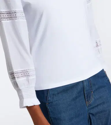 Veronica Beard Bellamie lace-trimmed cotton-blend top | Thumbnail 2 Veronica Beard Bellamie lace-trimmed cotton-blend top | Thumbnail 2