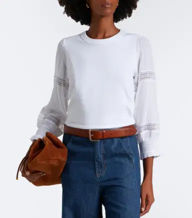 Veronica Beard Bellamie lace-trimmed cotton-blend top | Thumbnail 3 Veronica Beard Bellamie lace-trimmed cotton-blend top | Thumbnail 3