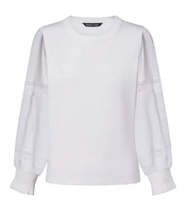 Veronica Beard Bellamie lace-trimmed cotton-blend top | Thumbnail 1 Veronica Beard Bellamie lace-trimmed cotton-blend top | Thumbnail 1