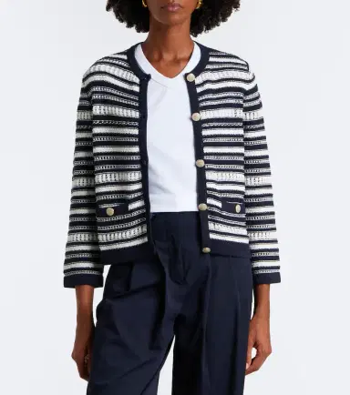 Veronica Beard Bellingham striped cotton cardigan | Thumbnail 6