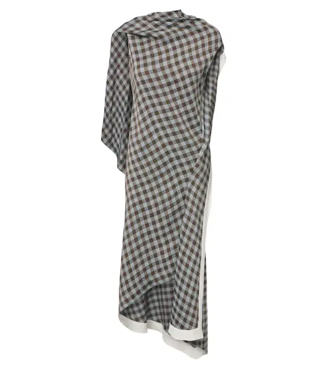 Gingham asymmetric crêpe midi dress