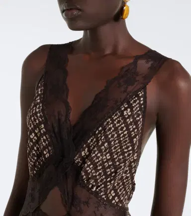 SIR. Astrid lace-trimmed printed gown | Thumbnail 3