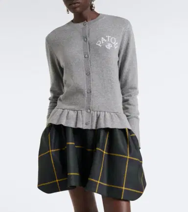 Patou Jacquard logo wool and cashmere cardigan | Thumbnail 3