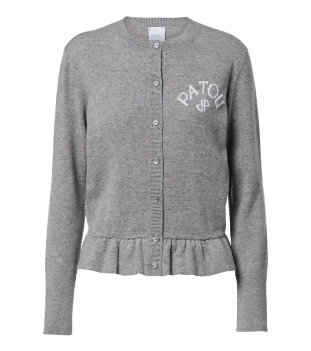 Patou Jacquard logo wool and cashmere cardigan