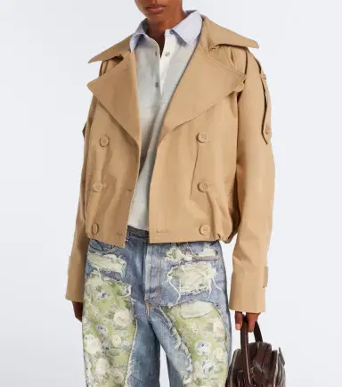 Acne Studios Cropped cotton twill trench coat | Thumbnail 4