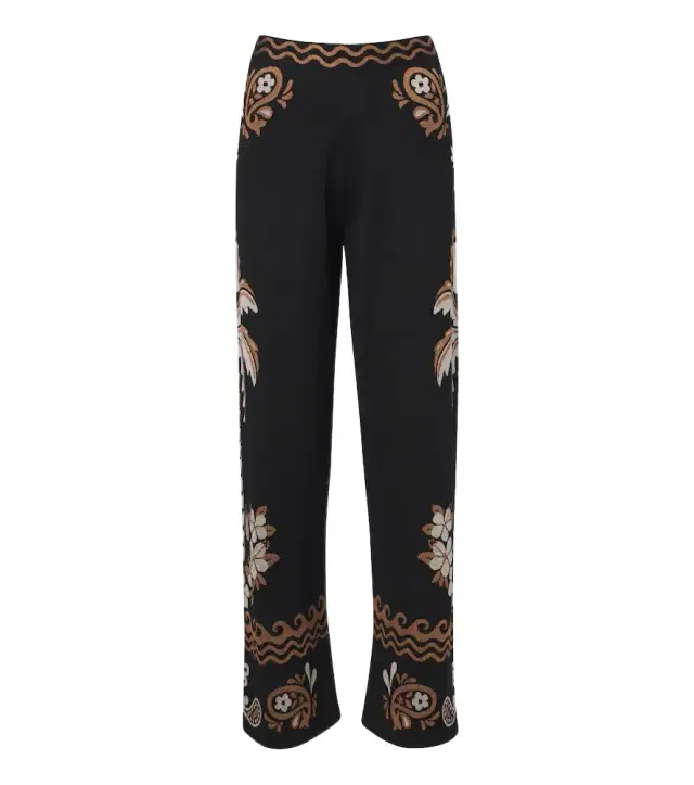 Alanui Island Roots wool and silk-blend wide leg pants
