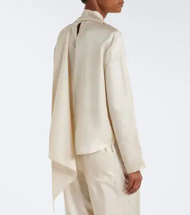 Loulou de Saison Gala draped scarf-detail silk twill top | Thumbnail 2