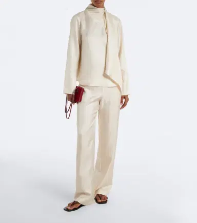 Loulou de Saison Gala draped scarf-detail silk twill top | Thumbnail 4