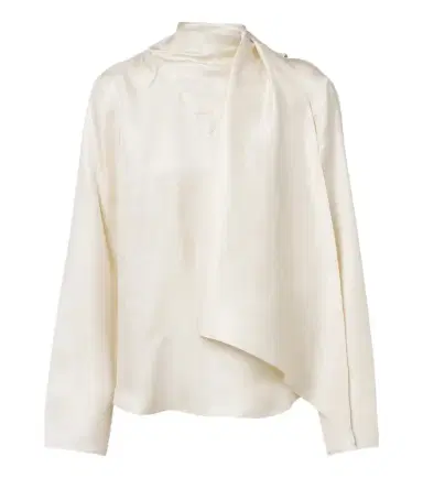 Loulou de Saison Gala draped scarf-detail silk twill top | Thumbnail 1