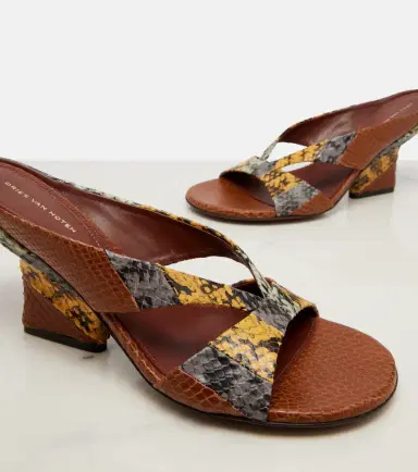 Dries Van Noten Snake-effect leather mules | Thumbnail 2