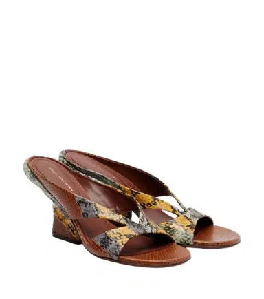 Dries Van Noten Snake-effect leather mules | Thumbnail 1