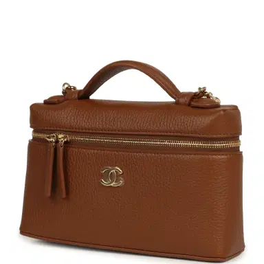 Chanel Chanel "Supple" Top Handle Long Vanity Case with Chain Camel Grained Calfskin Gold Hardware | Thumbnail 5 Chanel Chanel "Supple" Top Handle Long Vanity Case with Chain Camel Grained Calfskin Gold Hardware | Thumbnail 5