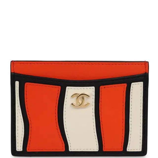 Chanel Chanel "Tropicoco" Card Holder Orange, White, Black Lambskin Gold Hardware