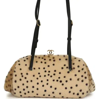 Chanel Chanel Cheetah Print Clutch with Leather Straps Light Beige Calf Hair, Black Leather Gold Hardware | Thumbnail 4