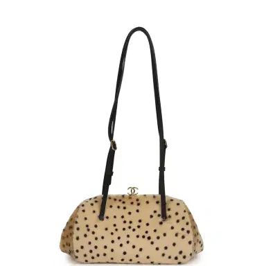 Chanel Chanel Cheetah Print Clutch with Leather Straps Light Beige Calf Hair, Black Leather Gold Hardware | Thumbnail 7
