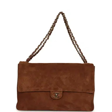 Chanel Chanel Maxi "Souplissimo" Large Flap Bag Camel Suede Gold Hardware | Thumbnail 7