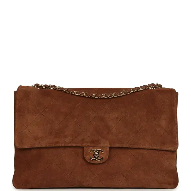 Chanel Chanel Maxi "Souplissimo" Large Flap Bag Camel Suede Gold Hardware