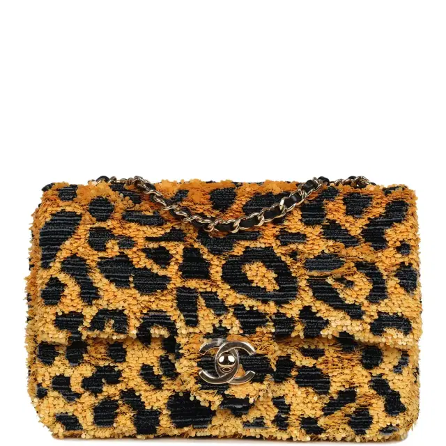 Chanel Chanel Mini Cheetah Print Flap Bag Orange, Black Sequin Gold Hardware