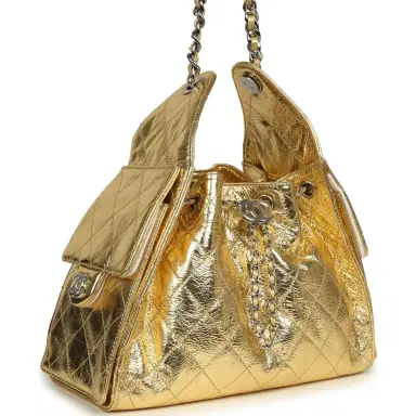 Chanel Chanel Small 25 Hobo Bag Gold Metallic Calfskin Silver Hardware | Thumbnail 2