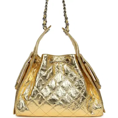Chanel Chanel Small 25 Hobo Bag Gold Metallic Calfskin Silver Hardware | Thumbnail 4