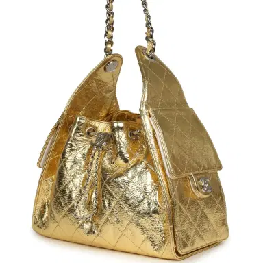 Chanel Chanel Small 25 Hobo Bag Gold Metallic Calfskin Silver Hardware | Thumbnail 5