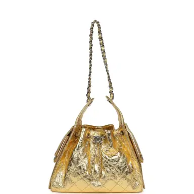 Chanel Chanel Small 25 Hobo Bag Gold Metallic Calfskin Silver Hardware | Thumbnail 7