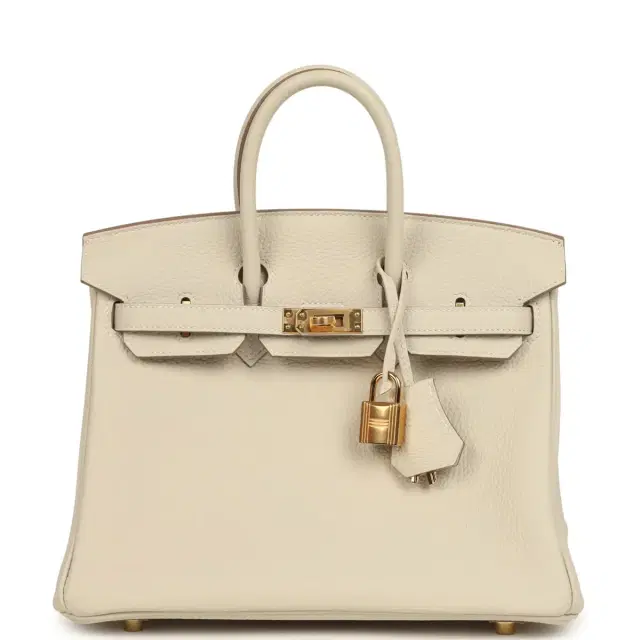 HERMÈS Hermes Birkin 25 Craie Togo Gold Hardware
